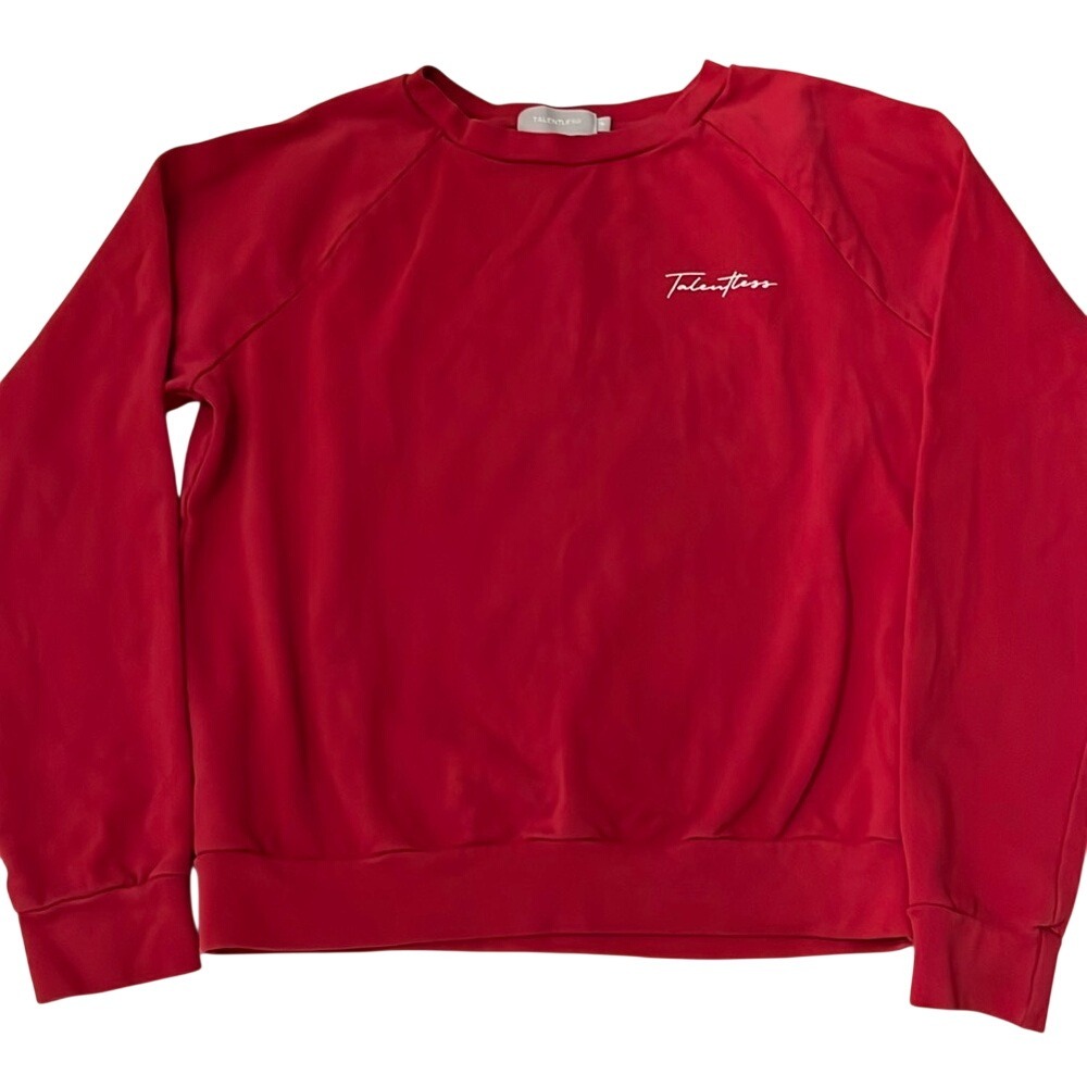 Talentless Crewneck Sweatshirt Red Mens Small Minimal Logo‎ Streetwear Pullover